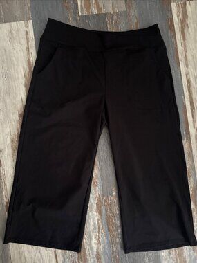 G4Free Wide Leg Pants Women's 2XL Capris Black Pull On Stretch Soft Trousers